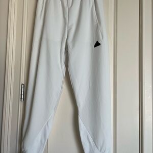 White Athletic Adidas Joggers with Small Black Logo